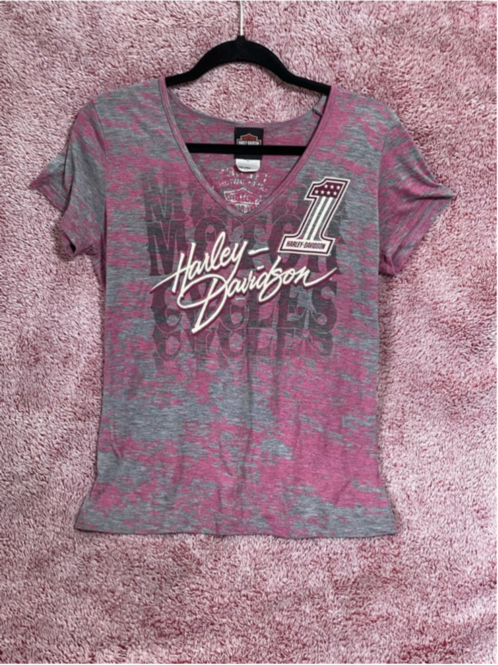 Women's Harley-Davidson Short Sleeve Tee size L Gray Pink HD Salisbury NC